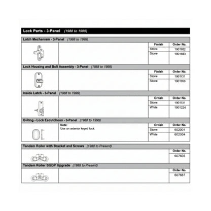 Andersen 3 panel door Latch Mechanism - Stone