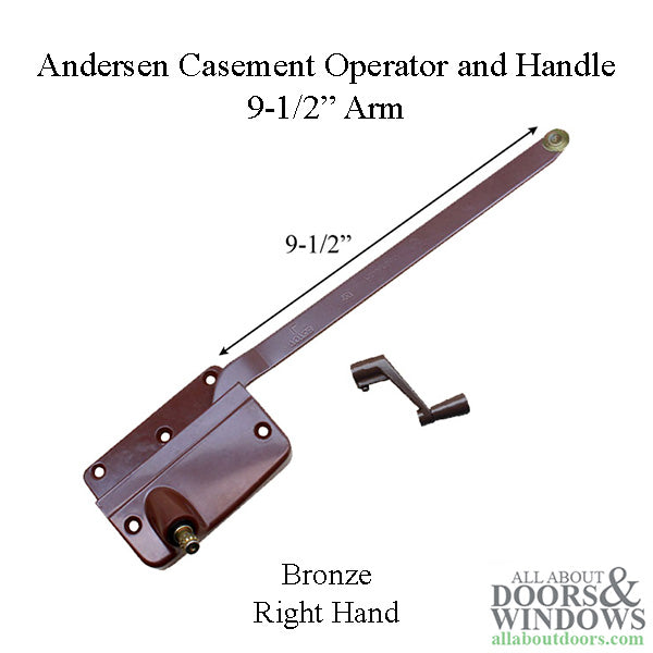 Discontinued Andersen Right Hand Operator and Handle, 9-1/2 Inch Arm, Round Shoe - Bronze