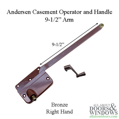 Discontinued Andersen Right Hand Operator and Handle, 9-1/2 Inch Arm, Round Shoe - Bronze