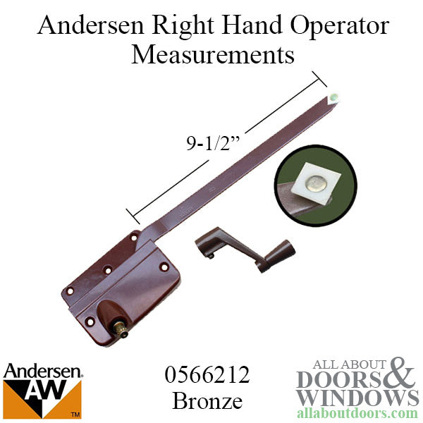 Andersen 7073B Operator w/ Handle 9-1/2 Inch Arm Square Shoe