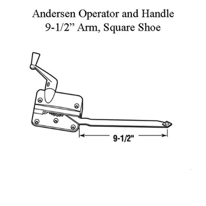 Andersen Left Handed Operator and Handle, 9-1/2 Inch Arm, Square Shoe - Bronze