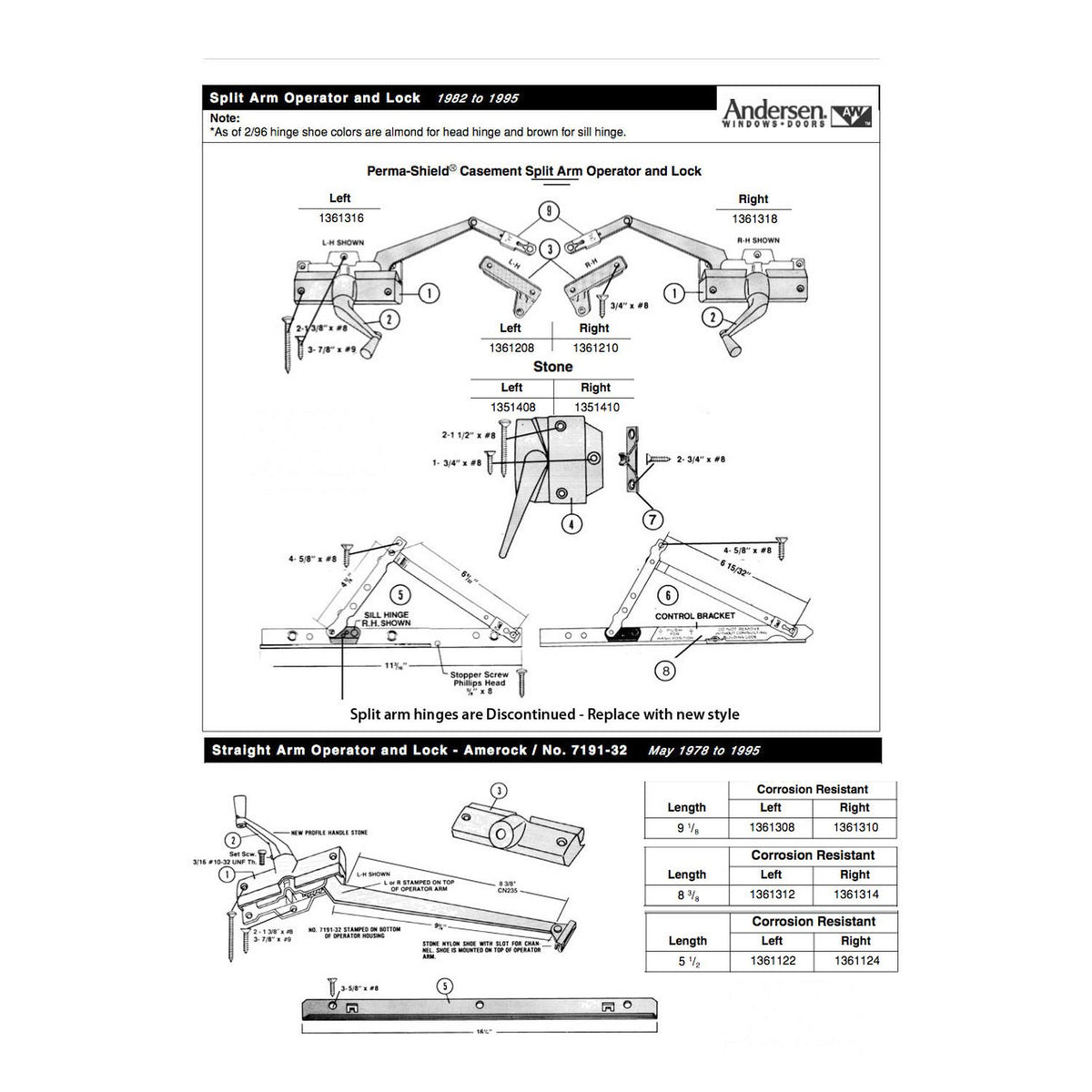 Andersen Casement Window Sash Lock, Perma-Shield 1979-95, LH