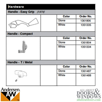Andersen Window Improved/E-Z Casement Crank/Handle - Compact Operator - White