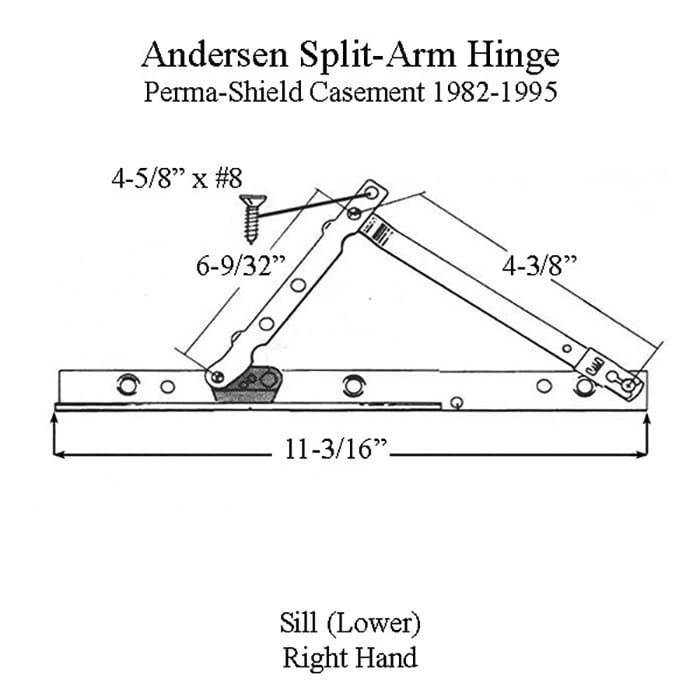 Discontinued - Andersen Perma-Shield Right Hand Split Arm Sill Hinge 1982-1995