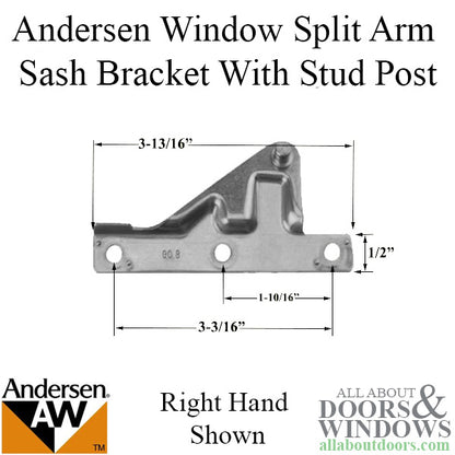 Andersen Window Split Arm Sash Bracket w/Screws & Stud - Rig