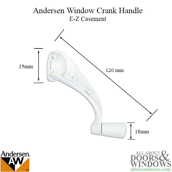 Andersen Window Improved/E-Z Casement Crank/Handle - Metro Style - White
