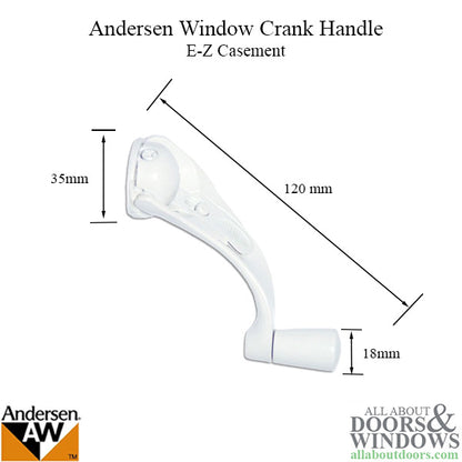 Andersen Window Improved/E-Z Casement Crank/Handle - Metro Style - White
