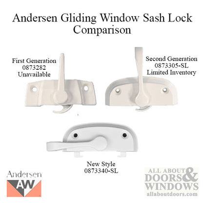 Andersen 200 Series Gliding Window Sash Lock, New Style - Wh