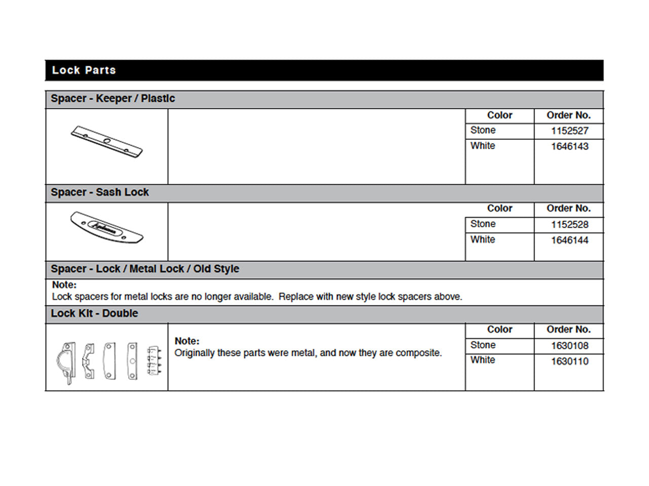 Andersen Shim / Spacer for DH sash lock keeper - Stone