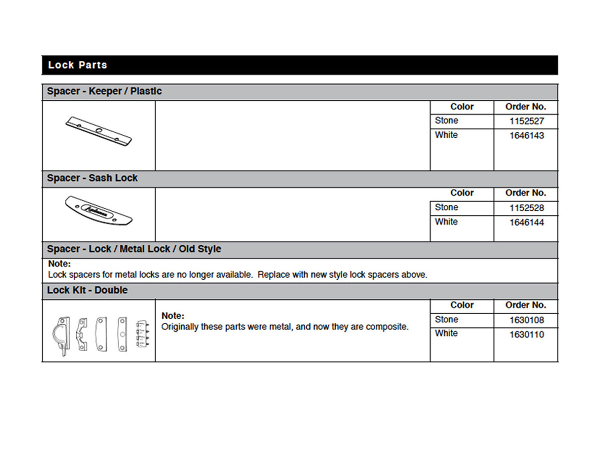 Andersen Shim / Spacer for DH sash lock keeper - Stone