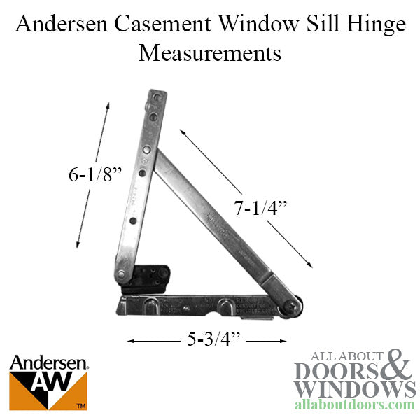 20 Inch Andersen Casement Hinge, Sill/Bottom, Left Hand - Li