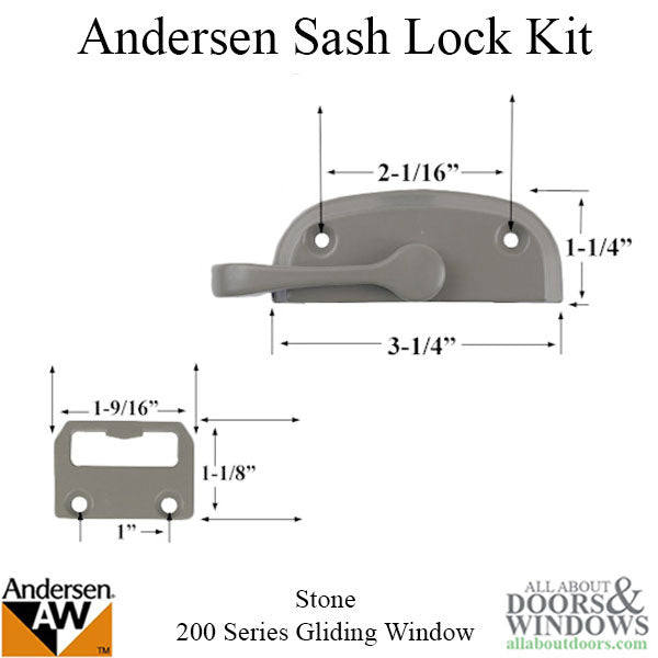 Andersen Sash lock 200 series Gliding Window - Stone