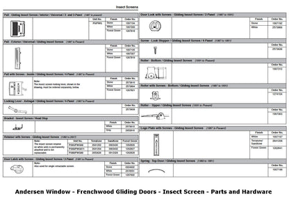 Andersen Window - Frenchwood Gliding Doors - Screen Hardware