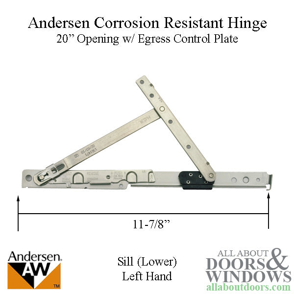 Andersen Corrosion Resistant Left Hand Sill Hinge, 20 Inch Opening