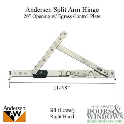 Andersen Right-Hand Split-Arm Sill Hinge, 20" Egress Opening