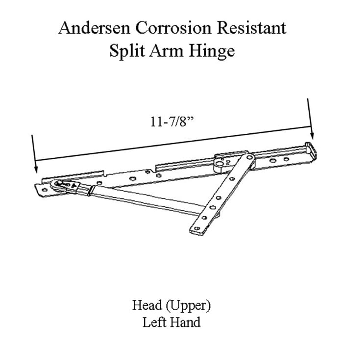 Andersen Corrosion Resistant Left-Hand Split-Arm Head Hinge