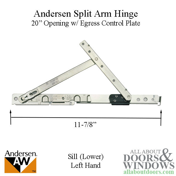 Andersen Left-Hand Split-Arm Sill Hinge, 20" Egress Opening