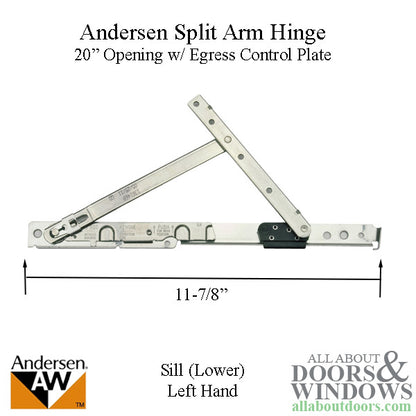 Andersen Left-Hand Split-Arm Sill Hinge, 20" Egress Opening