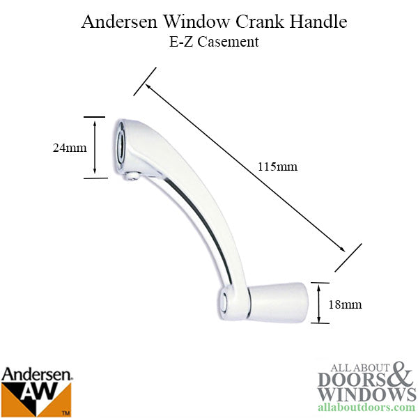 Andersen Window Improved/E-Z Casement Crank/Handle- Classic Style - White