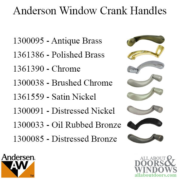 Andersen Window Improved/E-Z Casement Crank/Handle - Estate Style - Chrome