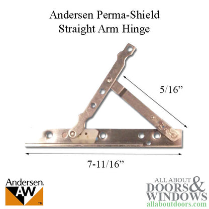 Discontinued - Andersen Perma-Shield Straight Arm Hinge with Screws - 22 in. Opening/Head - Left