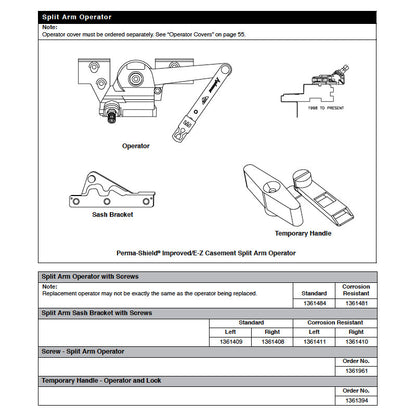 Andersen Perma-Shield Casement Windows - Split Arm Bracket w