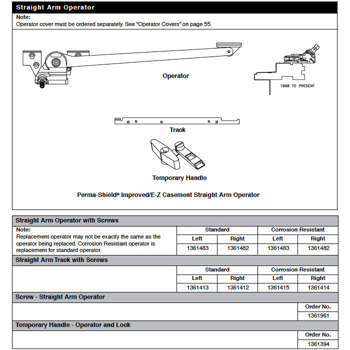 Andersen Window Straight Arm Operator Channel / Track, Strai