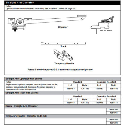 Andersen Window Straight Arm Operator Channel / Track, Strai
