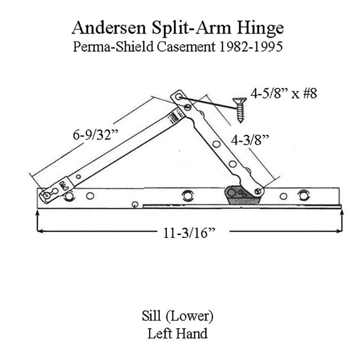 Discontinued - Andersen Perma-Shield Left Hand Split Arm Sill Hinge 1982-1995