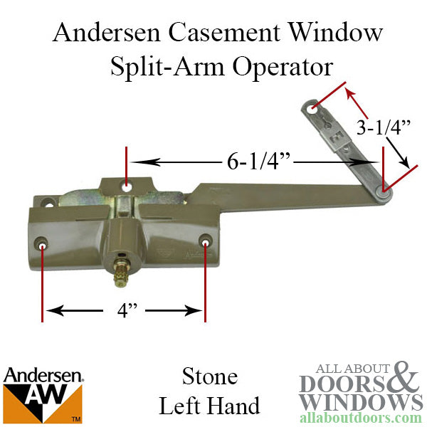 Andersen Casement Split Arm Operator with Bracket, Left Hand
