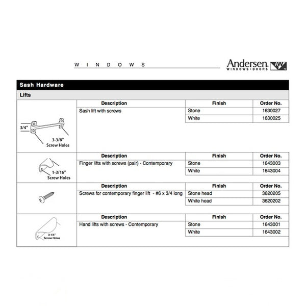 Andersen Contemporary Hand Lift, 200 Series (plastic) - White