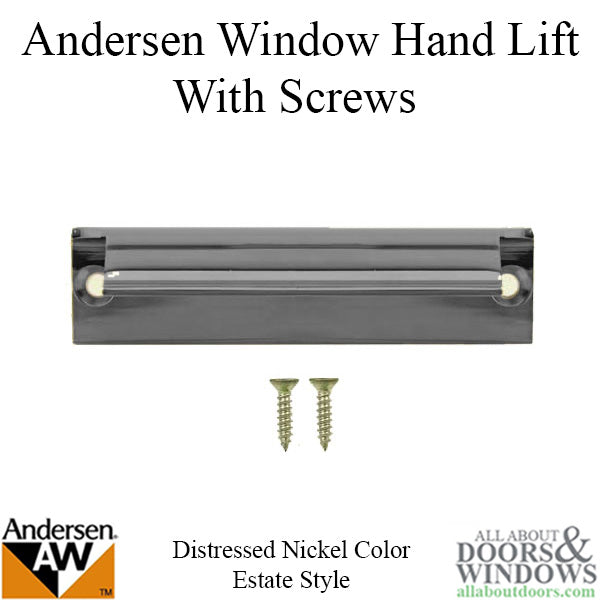 Andersen Tilt-Wash (DC) and Tilt-Wash (TW) Windows - Estate Hand Lifts w/Screws - Distressed Nickel