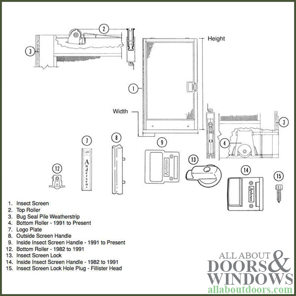 Andersen Screen Door Latch / Lock - Stone