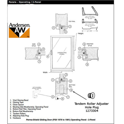 Hole Plug, Andersen PSII Gliding Doors - Tandem Roller Adjus