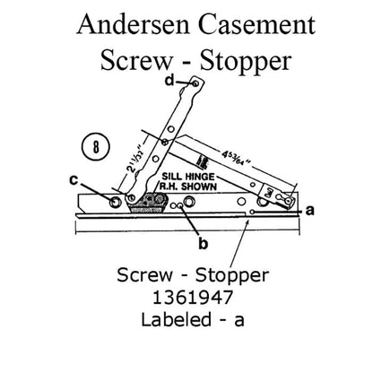 Andersen Perma-Shield Casement Window Stopper Screw, No. 8, 5/8"