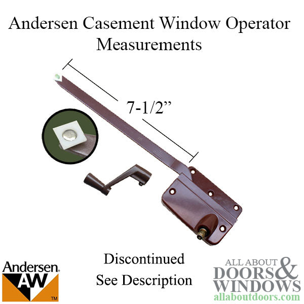 Discontinued Andersen Left Hand Operator Only with 7-1/2 Inc