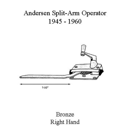 Andersen Right Hand Operator, 7-1/2 Inch Arm with Round Shoe - Bronze