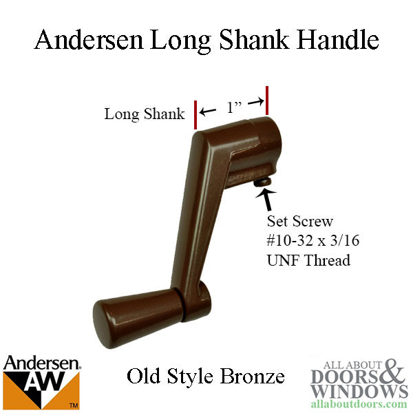 Andersen Window Crank Handle, Long Shank, Primed Casement, Old Style - Bronze