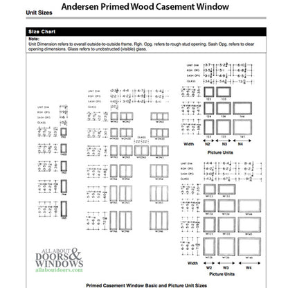 Andersen Primed Casement Window Dual Pane Sash, 1945-1974