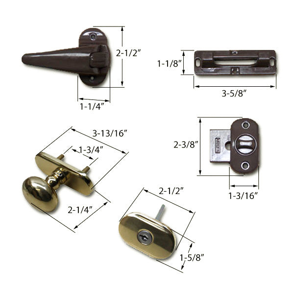Andersen Knob and Deadbolt Kit 1-1/2 Inch Door - Brass / Bro