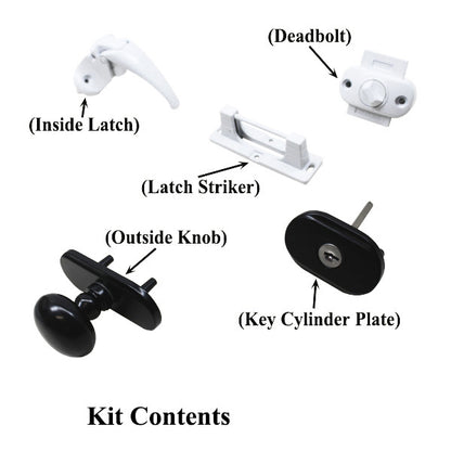 Andersen Knob and Deadbolt Kit 1-1/2 Inch Door - Black/White