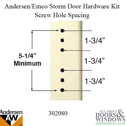 Andersen/ Emco Storm Door Hardware Kit - Brass Exterior, Whi