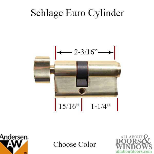 Keyed Schlage Euro Cylinder, Andersen Storm Door - 3 colors