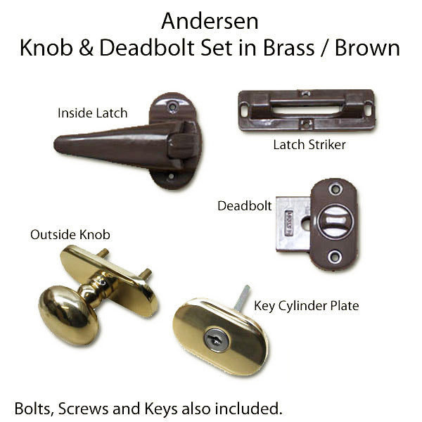 Andersen Knob and Deadbolt Kit 1-1/2 Inch Door - Brass / Bro