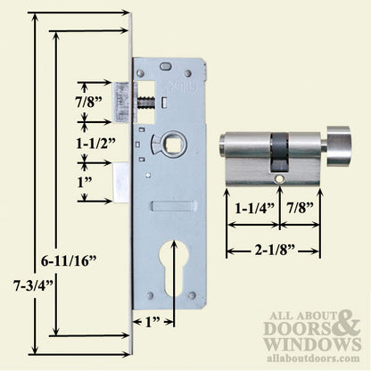 Andersen/Emco Mortise Lock handleset Without Lock Bar - Nic