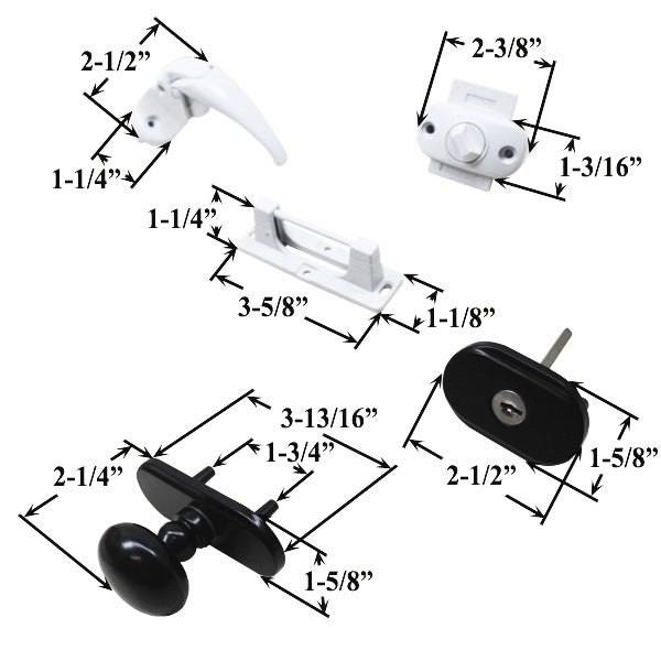 Andersen Knob and Deadbolt Kit 1-1/2 Inch Door - Black/White