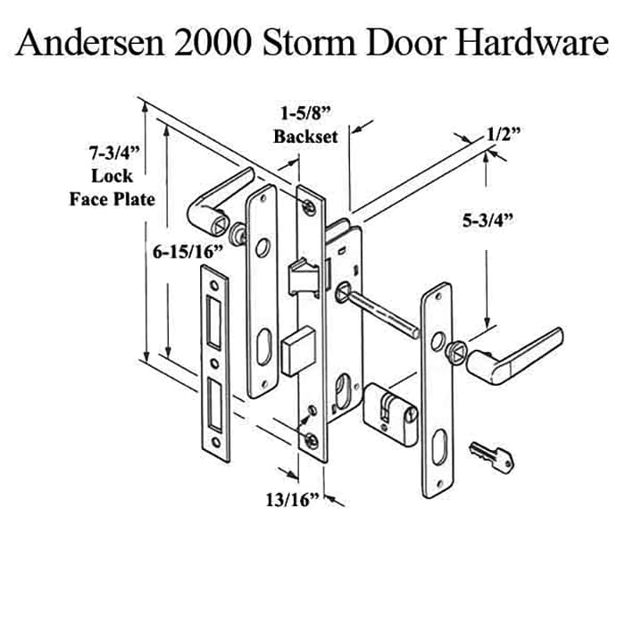 Andersen 2000 Self Storing Storm Door Hardware - Satin Nicke