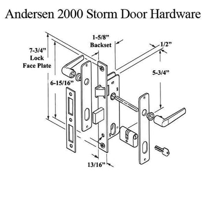 Andersen 2000 Self Storing Storm Door Hardware - Satin Nicke