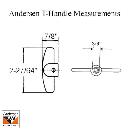 Andersen Replacement T-Handle 3/8 spline Casement / Awning