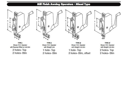 Awning Operator for Andersen Windows - Left - Aluminum